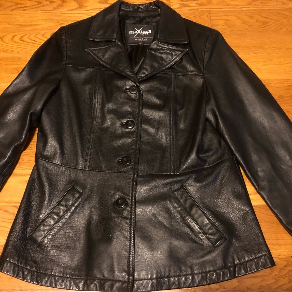 Wilson’s Maxima Size Large Black Leather Jacket/Coat